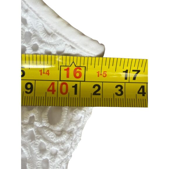 Guess White Eyelet Lace Cutout Sleeveless Summer Fit and Flair Cotton Dress Sz 6 - Picture 13 of 16